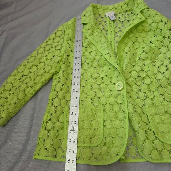 Chico's neon green bright summer blazer womens size 0 / XS - Picture 7 of 8